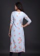 Floral Printed Kurti In Sky Blue Color