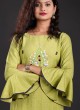 Cotton A-Line Kurti In Green Color