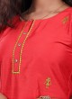 Simple Cotton Silk Kurti In Red Color