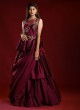 Designer Silk Gown In Wine Color