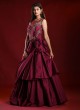 Designer Silk Gown In Wine Color