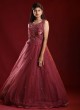 Designer Net Gown In Onion Pink Color