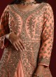 Net Peach Color Heavy Embroidered Gown