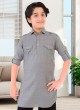 Grey And Black Color Pathani Suit