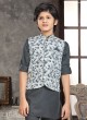 Grey And Off White Color Nehru Jacket Set