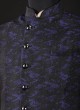 Jacquard Printed Nehru Jacket In Blue Color