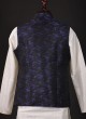 Jacquard Printed Nehru Jacket In Blue Color