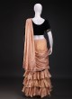 Ruffle Style Readymade Saree In Peach Color