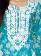 Sky Blue Self Printed Kurti