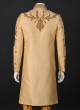 Traditional Wear Silk Sherwani In Gold Color