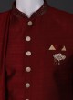 Art Silk Groom Sherwani In Maroon Color