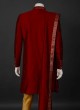 Art Silk Groom Sherwani In Maroon Color