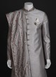 Traditional Wear Art Silk Sherwani In Grey Color