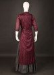 Jacket Style Gown In Wine Color