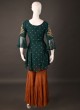 Designer Georgette Bottle Green Sharara Suit