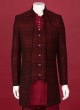 Stylish Lucknowi Work Indowestern In Maroon Color