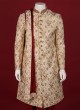 Zari Work Dulha Sherwani In Cream Color