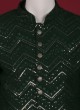 Sequins Work Jacket Style Indowestern In Bottle Green Color