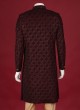 Sequins Work Wine Color Sherwani For Mens