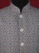 Jacquard Silk Multi Color Nehru Jacket