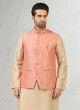 Festive Wear Nehru Jacket Set In Pink Color