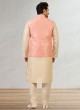 Festive Wear Nehru Jacket Set In Pink Color