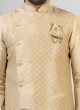 Grey And Gold Color Nehru Jacket Set