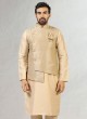 Grey And Gold Color Nehru Jacket Set