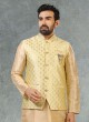 Printed Brocade Fabric Mens Nehru Jacket Set