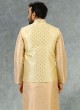 Printed Brocade Fabric Mens Nehru Jacket Set