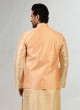 Peach Color Nehru Jacket Set For Mens Wear