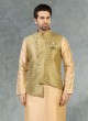 Mehndi Green And Golden Color Nehru Jacket Set