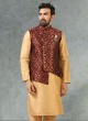 Maroon And Golden Nehru Jacket Set