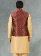 Maroon And Golden Nehru Jacket Set