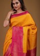 Attractive Yellow And Pink Saree