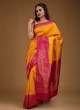 Attractive Yellow And Pink Saree