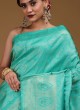 Sea Green Color Weaving Work Saree