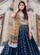 Resham Work Designer Lehenga Choli In Navy Blue