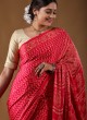 Gajji Silk Zig Zag Printed Saree In Pink Color