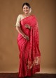 Gajji Silk Zig Zag Printed Saree In Pink Color