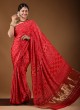 Simple Gajji Silk Saree In Red Color