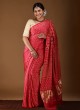 Gajji Silk Ajrakh Printed Saree In Pink Color