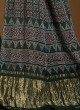 Sea Green Ajrakh Print Saree In Gajji Silk Fabric