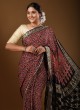 Navy Blue Gajji Silk Saree In Ajrakh Print