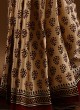 Golden Cream Ajrakh Print Gajji Silk Fabric Saree