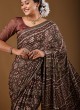 Wedding Wear Light Brown Ajrakh Print Gajji Silk Saree