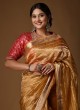 Traditional Wear Golden Yellow Color Organza Saree