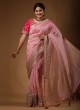 Dazzling Light Pink Saree In Organza Fabric