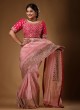 Dazzling Light Pink Saree In Organza Fabric