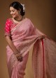 Dazzling Light Pink Saree In Organza Fabric